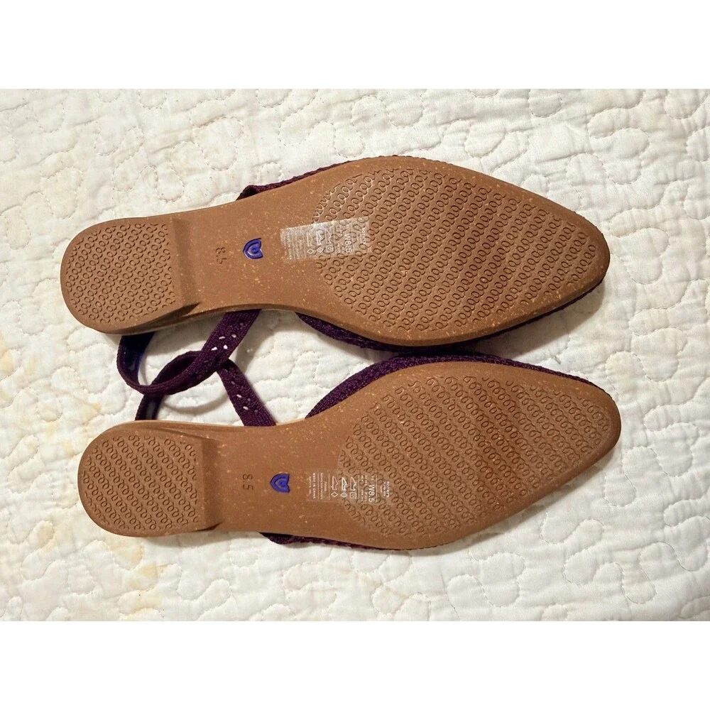 Rothy's flat woven knit slingback casual shoes sandals burgundy New Sz 8.5